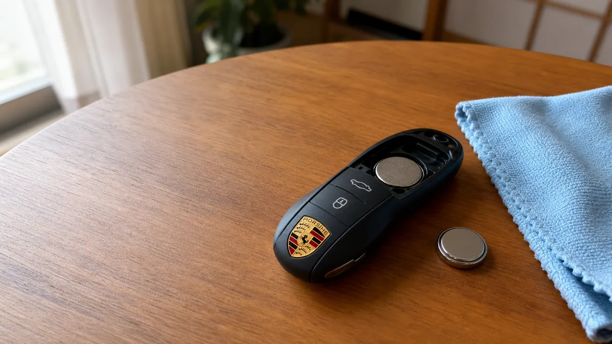 Porsche ポルシェ911 鍵の電池交換 CR2032 工具なし3分・500円