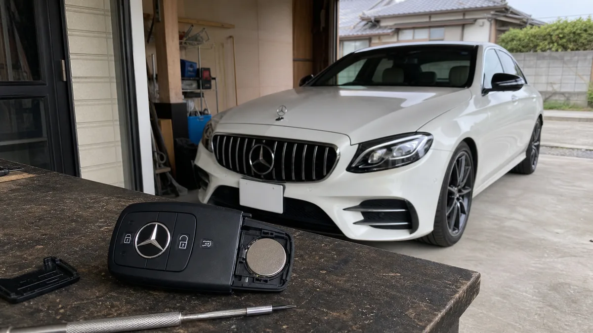 Mercedes-Benz ベンツ Eクラス キー電池 CR2025とCR2032の見分け方 5分で交換