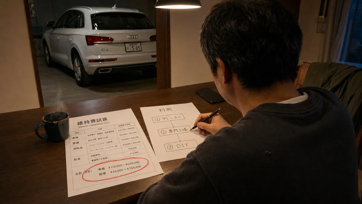 Audi A4/Q5 維持費 修理6-16万円・車検11-24万円【2026年版】